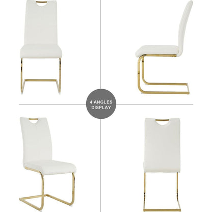Modern Dining Chairs with Faux Leather Padded Seat Dining Living Room Chairs Upholstered Chair with gold Metal Legs Design for Kitchen, Living, Bedroom, Dining Room Side Chairs Set of 4