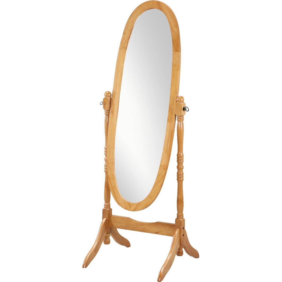 Traditional Queen Anna Style Wood Floor Cheval Mirror, Oak Finish - Streamdale Furniture