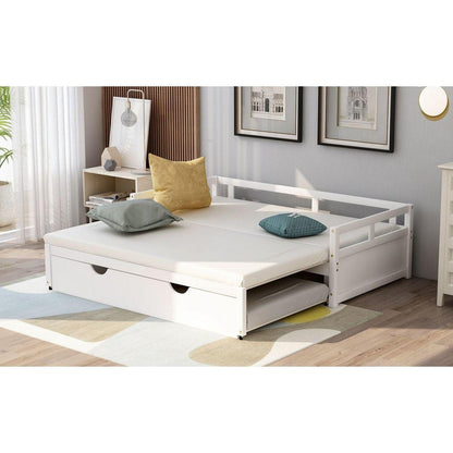 Extending Daybed with Trundle, Wooden Daybed with Trundle, White