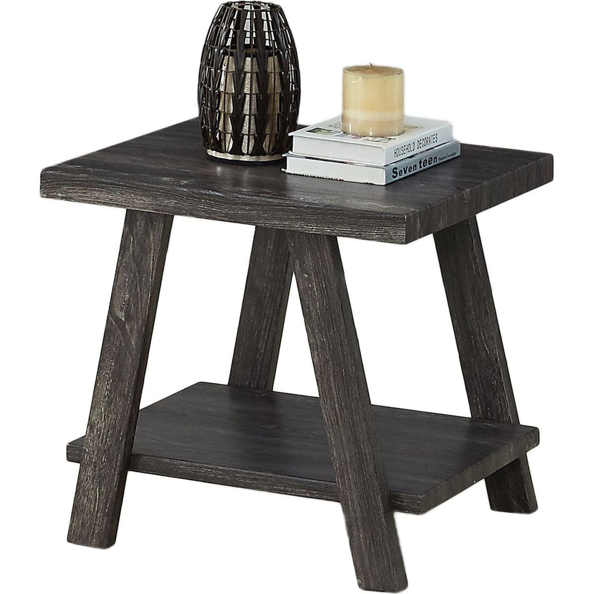 Athens Contemporary Replicated Wood Shelf End Table in Charcoal Finish
