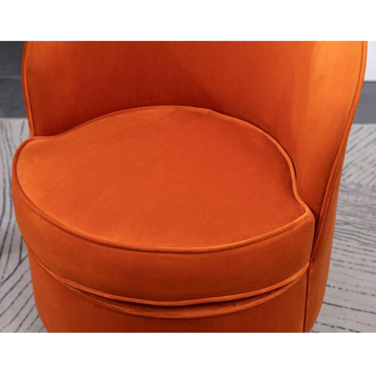 Wania Contemporary Velvet Swivel Chair, Orange