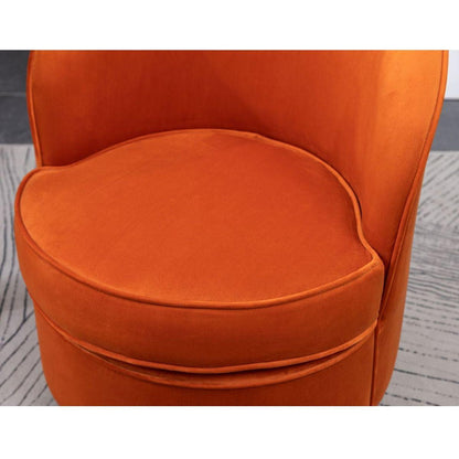 Wania Contemporary Velvet Swivel Chair, Orange