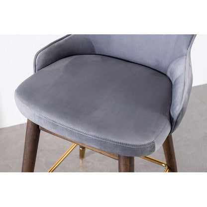 Leland Fabric Upholstered Counter Height Wingback Stools, Set of 2, Gray