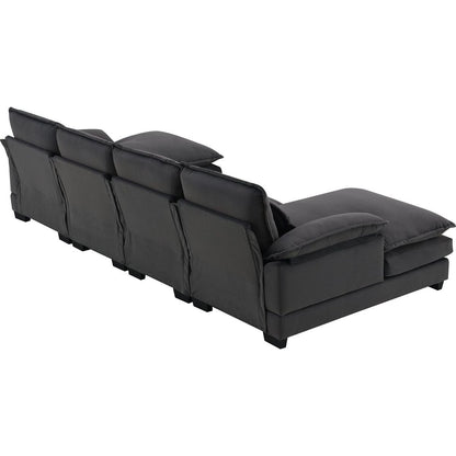 109.8x55.9" Modern U-shaped Sectional Sofa with Waist Pillows,6-seat Upholstered Symmetrical Sofa Furniture,Sleeper Sofa Couch with Chaise Lounge for Living Room,Apartment,2 Color