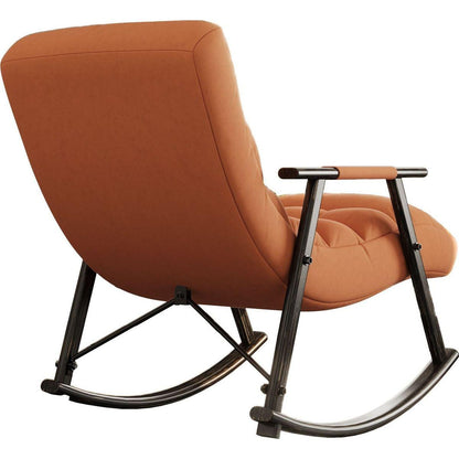 Casual folding rocking chair upholstered, lounge rocking chair adjustable high back and foot rest,side pockets placed in living room bedroom balcony