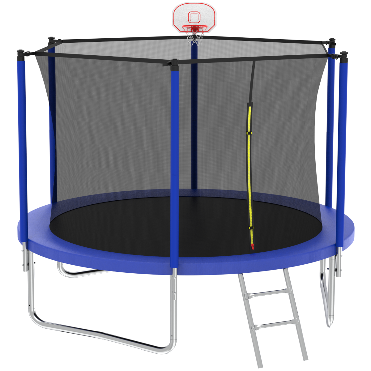 10FT Trampoline for Kids, Basketball Hoop and Ladder, Outdoor Kids Trampoline with Safety Enclosure,Fast Assembly for Backyard Fun,ASTM Approved