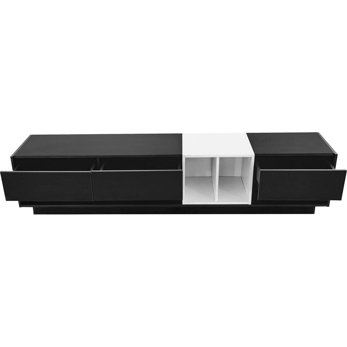 Sleek and Stylish TV Stand with Perfect Storage Solution, Two-tone Media Console for TVs Up to 80", Functional TV Cabinet with Versatile Compartment for Living Room, Black