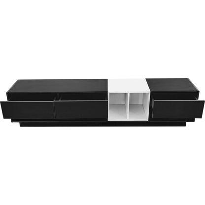 Sleek and Stylish TV Stand with Perfect Storage Solution, Two-tone Media Console for TVs Up to 80", Functional TV Cabinet with Versatile Compartment for Living Room, Black