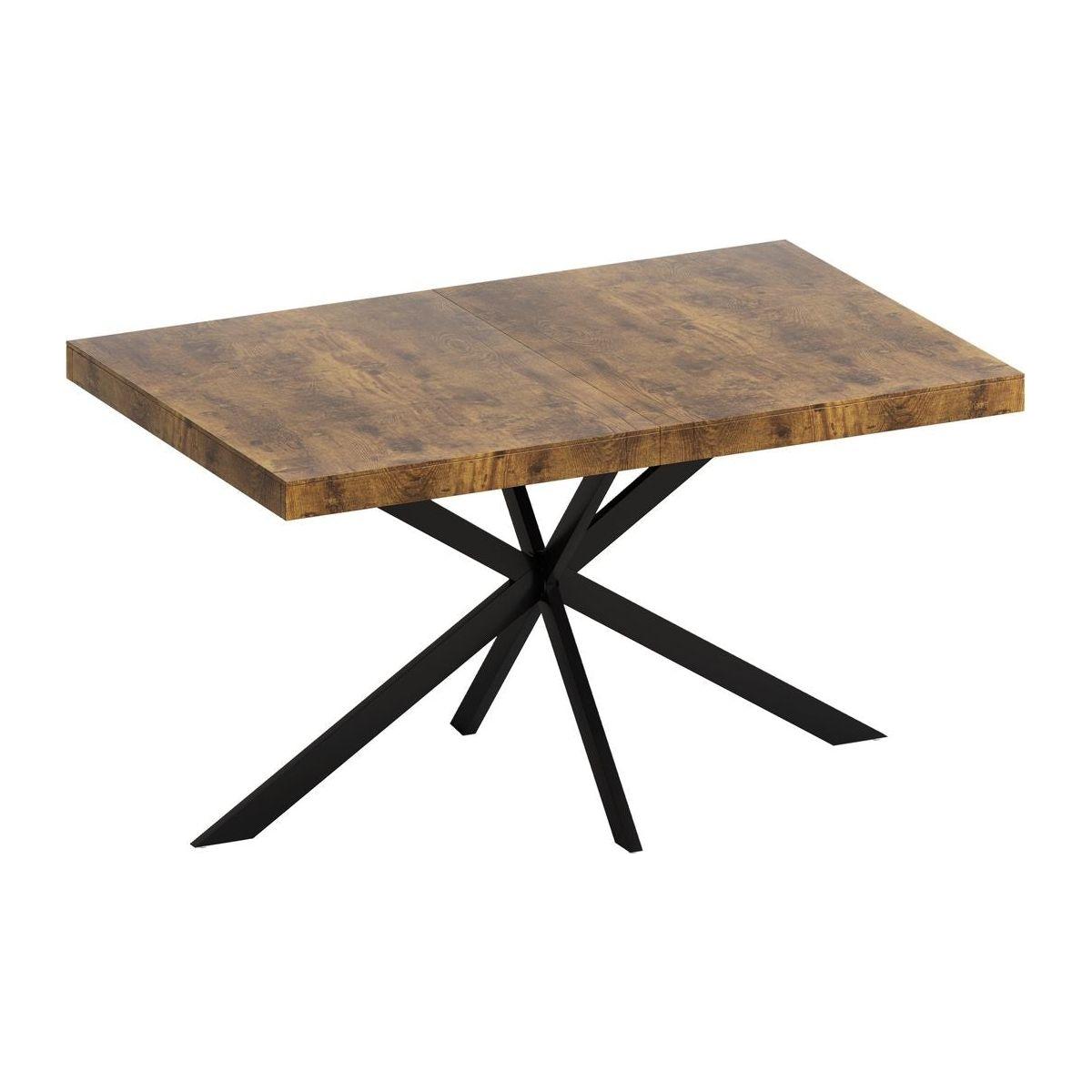 55.11" -70.86"Retro Rectangular Stretch Dining Table, Antique Wood Top And Black Relief Plate, Black Fine Sand Cross Iron Foot Base Dining Table, With Storage Box.