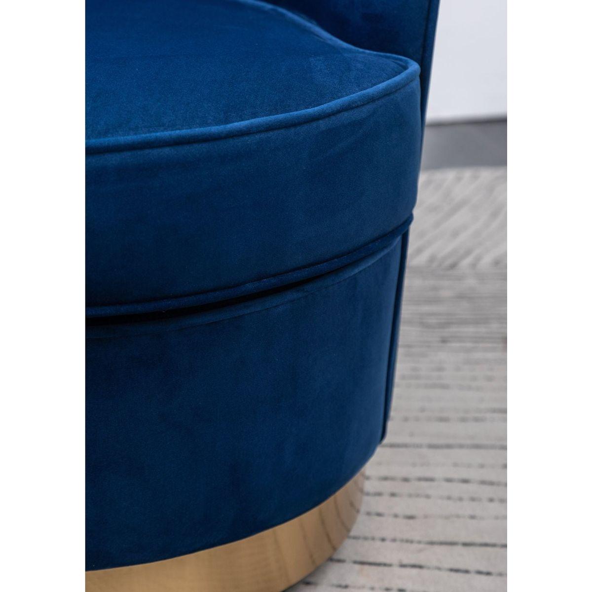 Wania Contemporary Velvet Swivel Chair, Blue