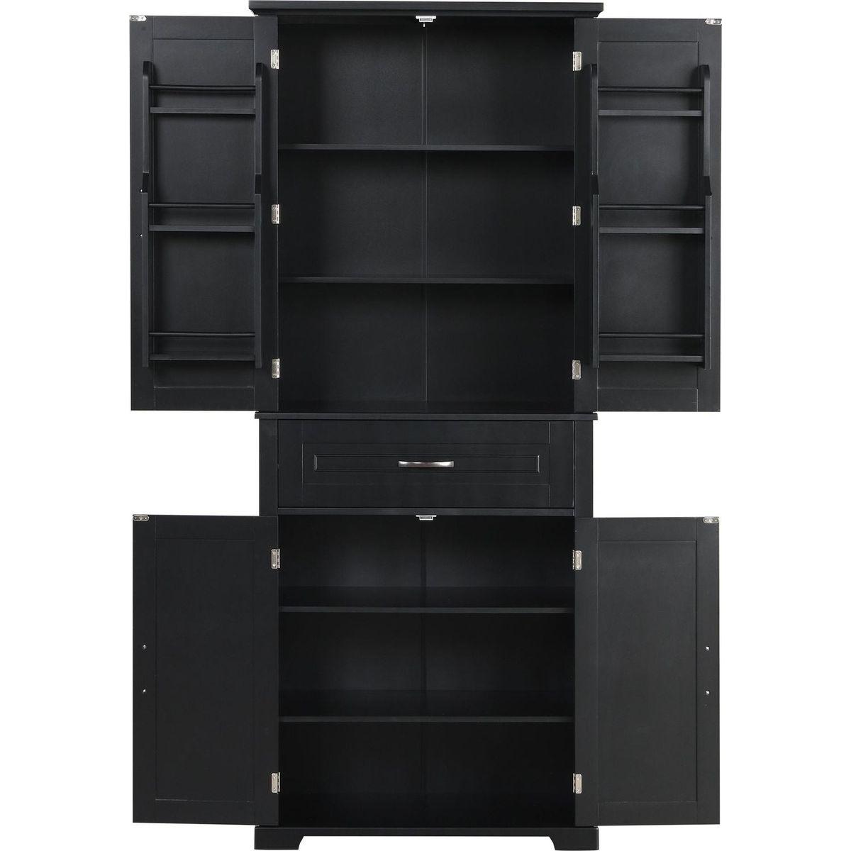 Bathroom Storage Cabinet with Doors and Drawer, Multiple Storage Space, Adjustable Shelf, Black