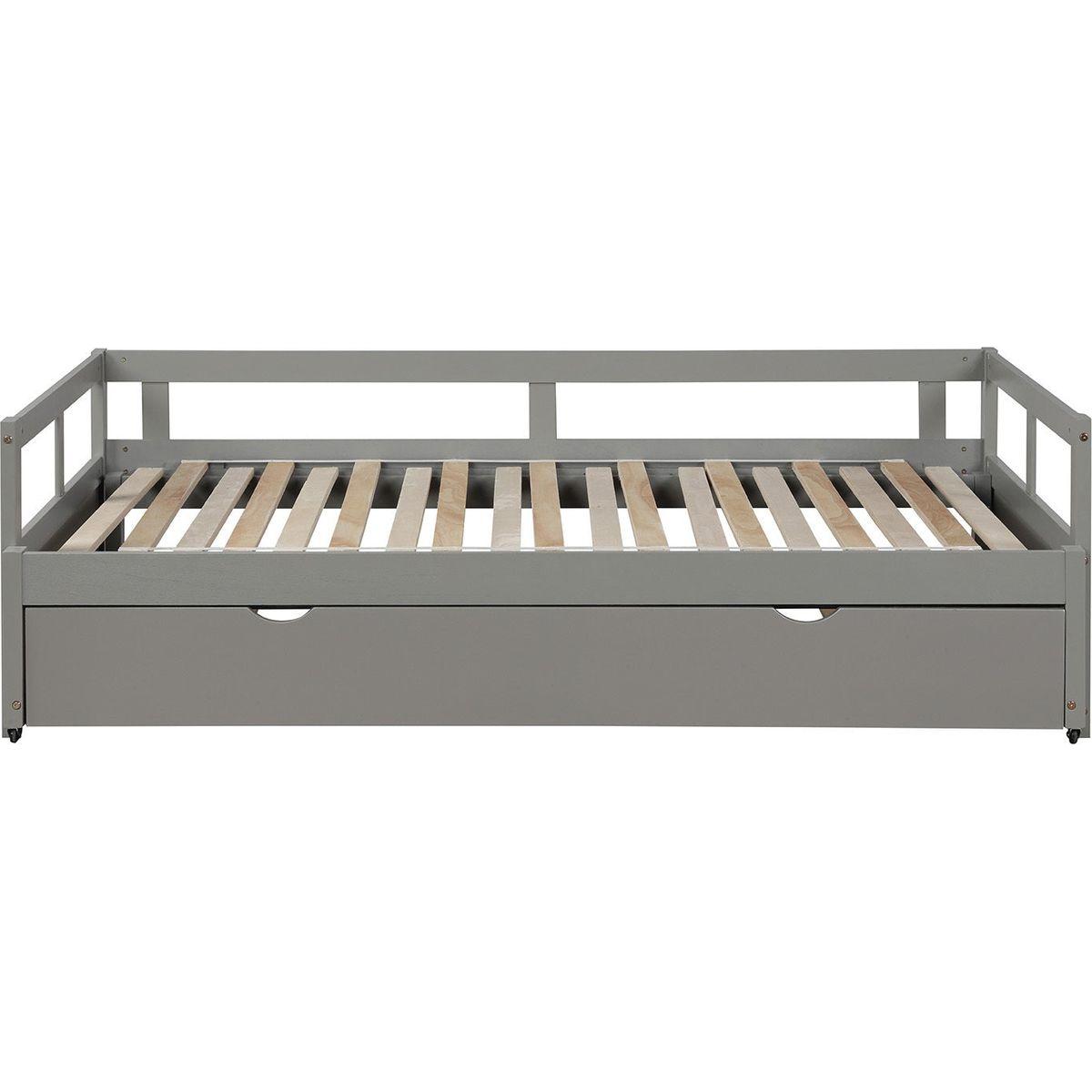 Extending Daybed with Trundle, Wooden Daybed with Trundle, Gray