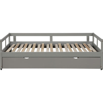Extending Daybed with Trundle, Wooden Daybed with Trundle, Gray
