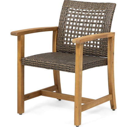 HAMPTON WOOD AND WICKER DINING CHAIR(SET OF 2 )