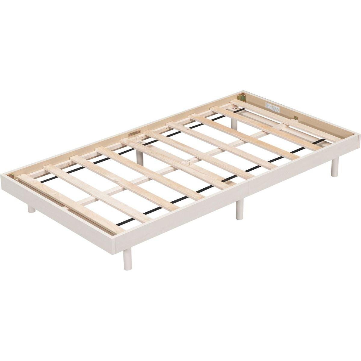 Modern Design Twin Size Floating Platform Bed Frame for White Washed Color