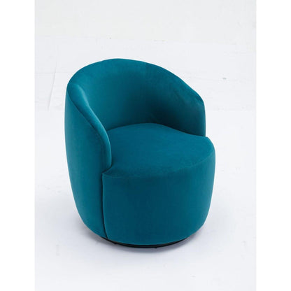 Velvet Fabric Swivel Accent Armchair Barrel Chair With Black Powder Coating Metal Ring,Teal