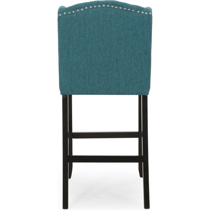 Vienna Contemporary Fabric Tufted Wingback 31 Inch Counter Stools, Set of 2, Teal and Dark Brown