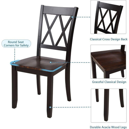 5-Piece Dining Table Set Home Kitchen Table and Chairs Wood Dining Set, Black+Cherry