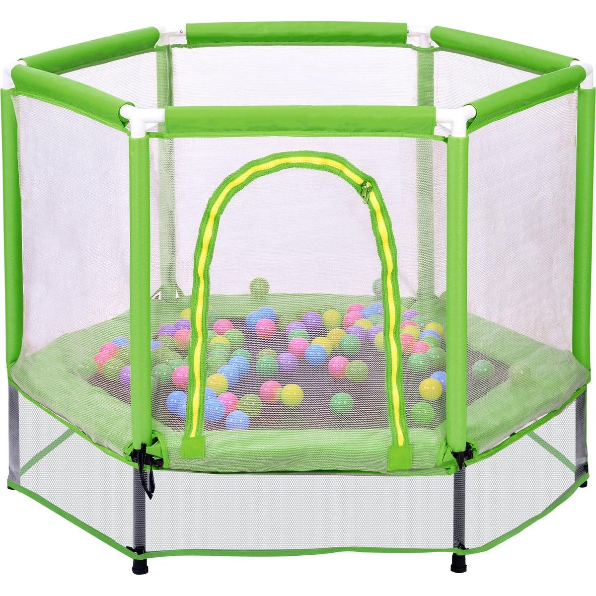 55" Toddlers Trampoline with Safety Enclosure Net and Balls, Indoor Outdoor Mini Trampoline for Kids