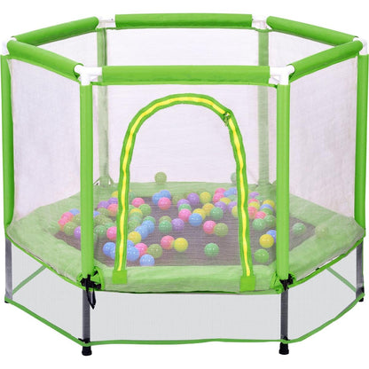 55" Toddlers Trampoline with Safety Enclosure Net and Balls, Indoor Outdoor Mini Trampoline for Kids