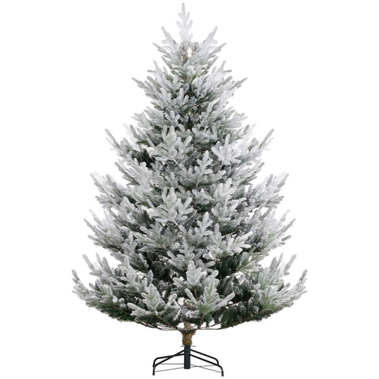 HOMCOM 7.5 Foot Artificial Christmas Tree, Pine Hinged Xmas Tree with 1218 Realistic Branches, Steel Base, Auto Open, Green
