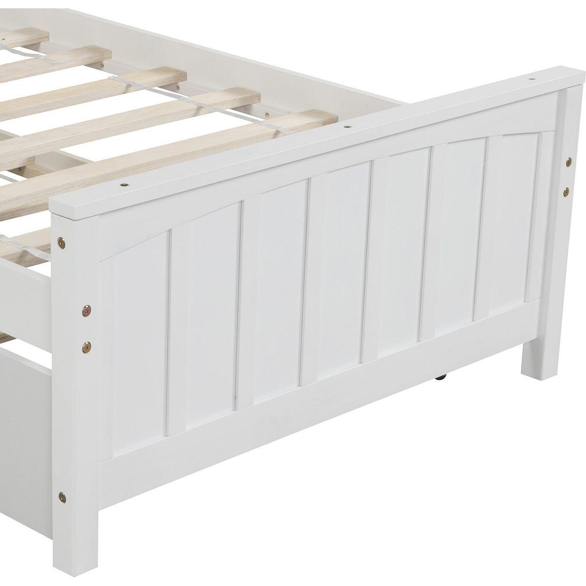 Twin size Platform Bed with Trundle, White