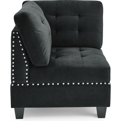 U shape Modular Sectional Sofa,DIY Combination,includes Four Single Chair and Two Corner,Black Velvet.