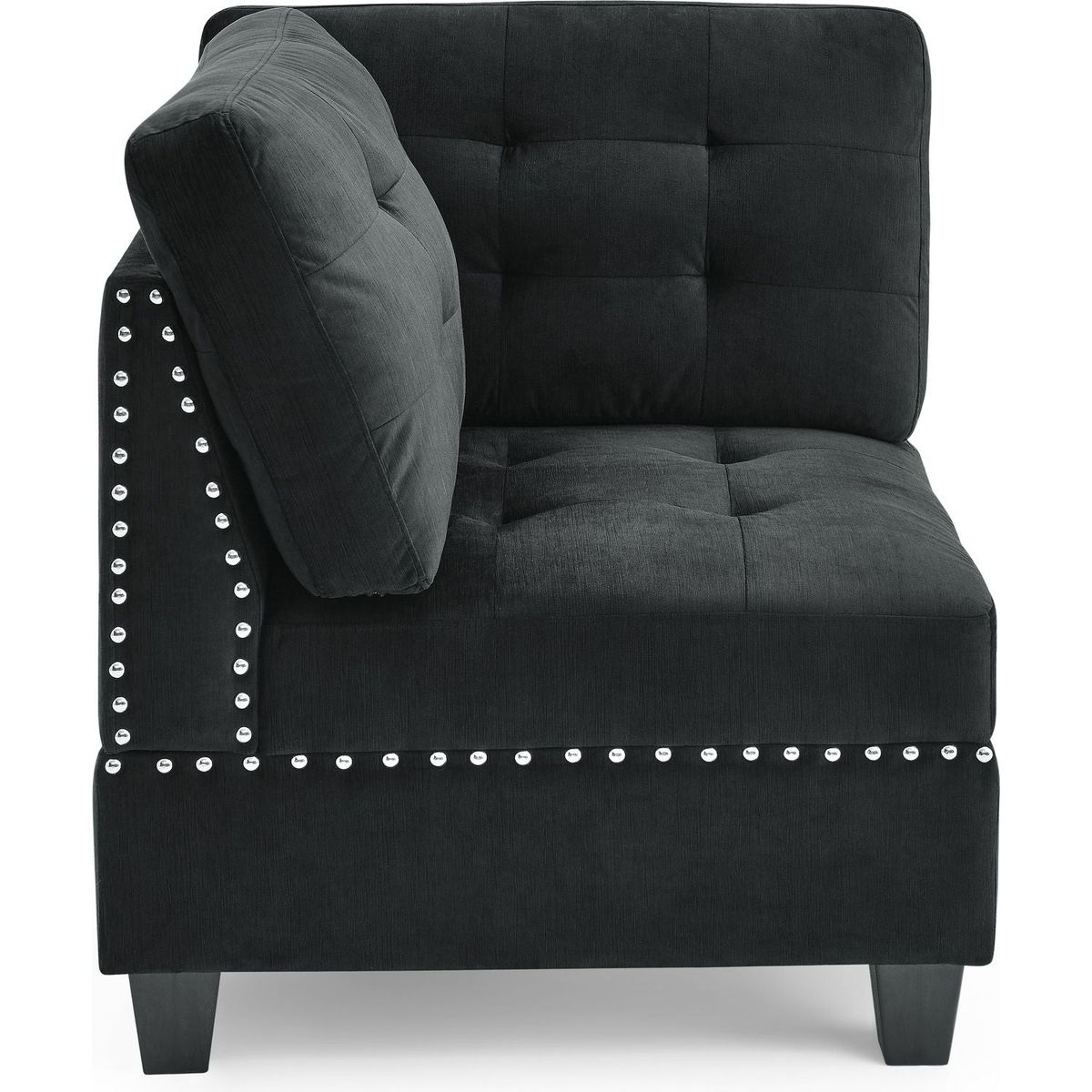 L shape Modular Sectional Sofa,DIY Combination,includes Three Single Chair and Three Corner, Black Velvet.