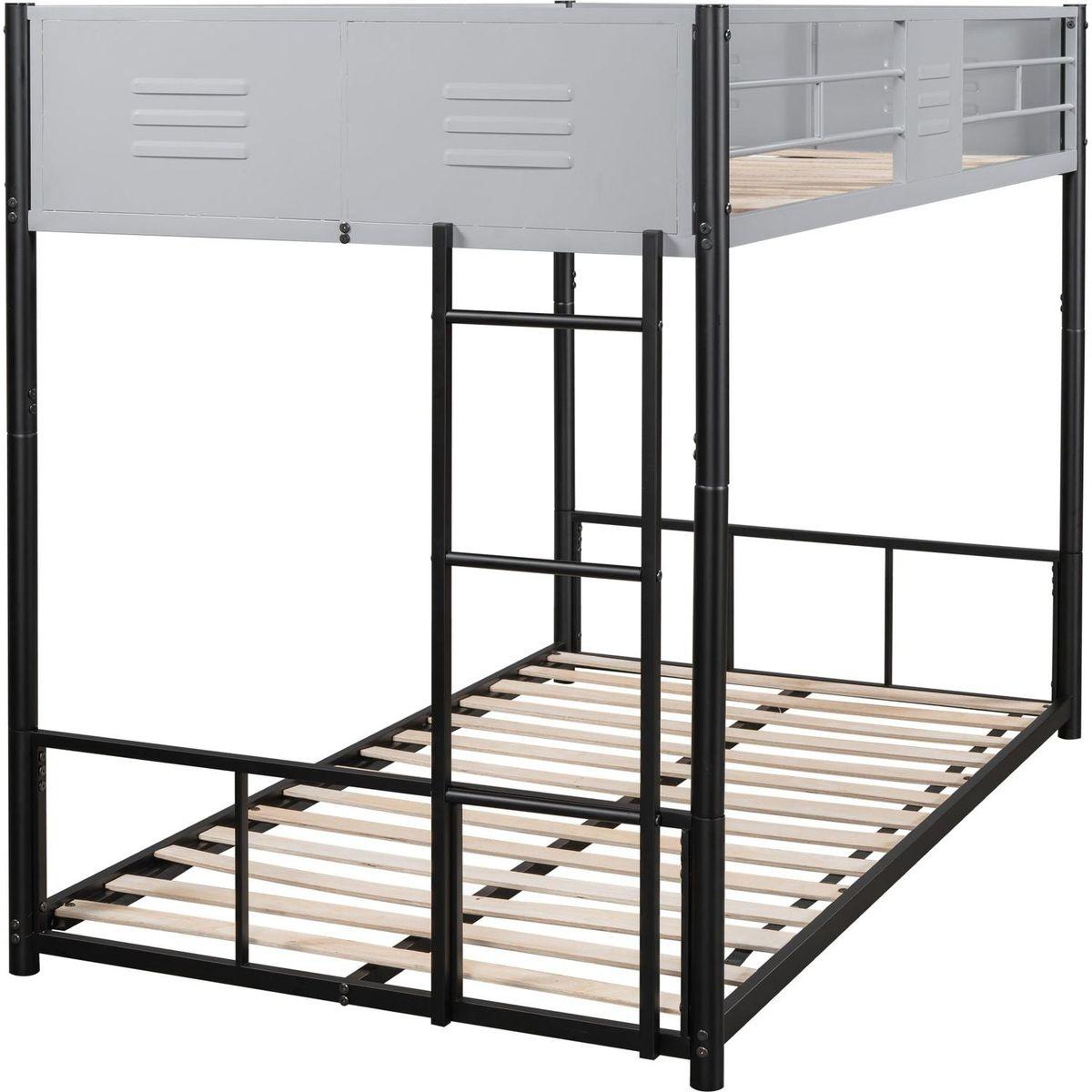 Metal Twin over Twin Bunk Bed with Vent Board/ Heavy-duty Sturdy Metal/ Noise Reduced/ Safety Guardrail/ CPC Certified