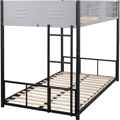 Metal Twin over Twin Bunk Bed with Vent Board/ Heavy-duty Sturdy Metal/ Noise Reduced/ Safety Guardrail/ CPC Certified