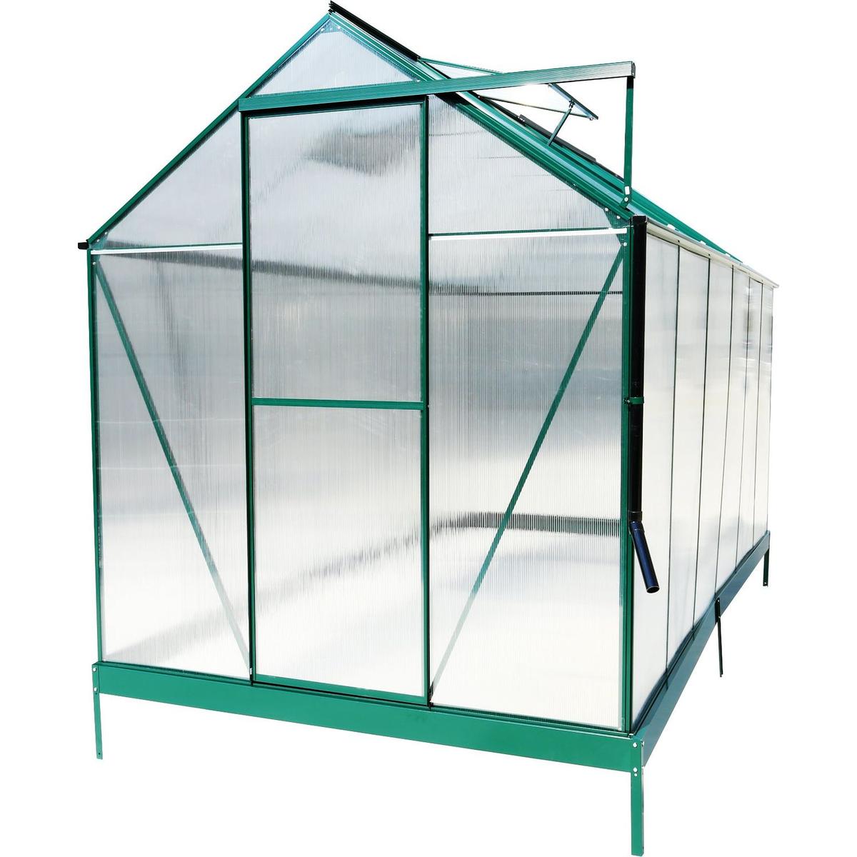 6.3'x12.2'x7' Polycarbonate Greenhouse, Heavy Duty Outdoor Aluminum Walk-in Green House Kit with Rain Gutter, Vent and Door for Backyard Garden, color green
