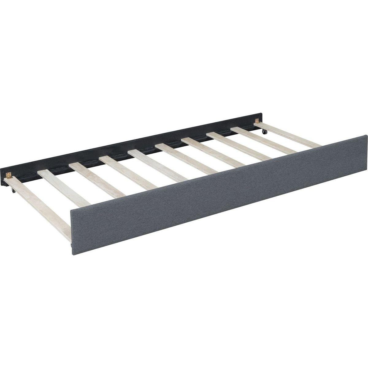 Full Size Upholstered Daybed with Trundle Sofa Bed Frame No Box Spring Needed, Linen Fabric(Gray)