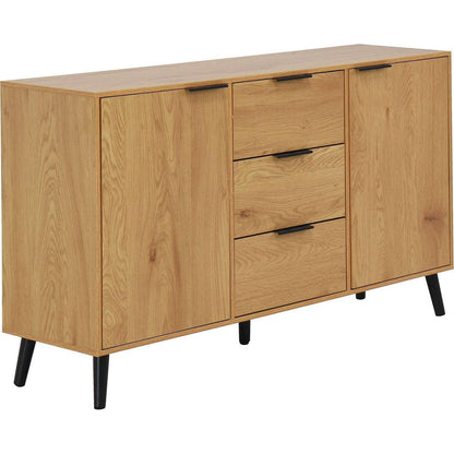 Sideboard Buffet Cabinet with Storage, Wood Coffee Bar Cabinet, 47.2" Kitchen Cabinet with 3 Drawers & 2 Doors, Kitchen Buffet Cabinet Cupboard Natural Wood Color