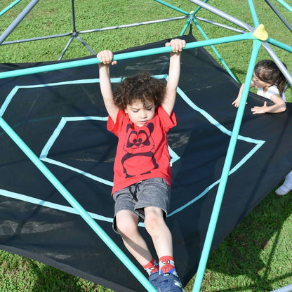 12ft Geometric Dome Climber Play Center, Kids Climbing Dome Tower with Hammock, Rust & UV Resistant Steel Supporting 1000 LBS