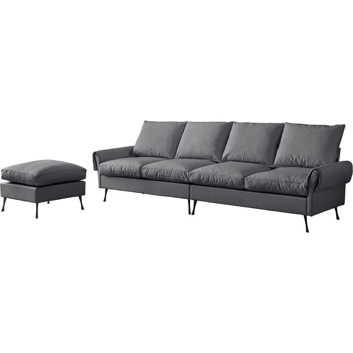 104.5"Modern Sectional Technical leather L-Shaped Sofa Couch with Convertible Ottoman