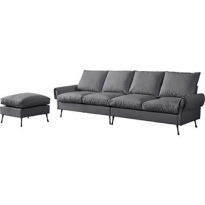 104.5"Modern Sectional Technical leather L-Shaped Sofa Couch with Convertible Ottoman