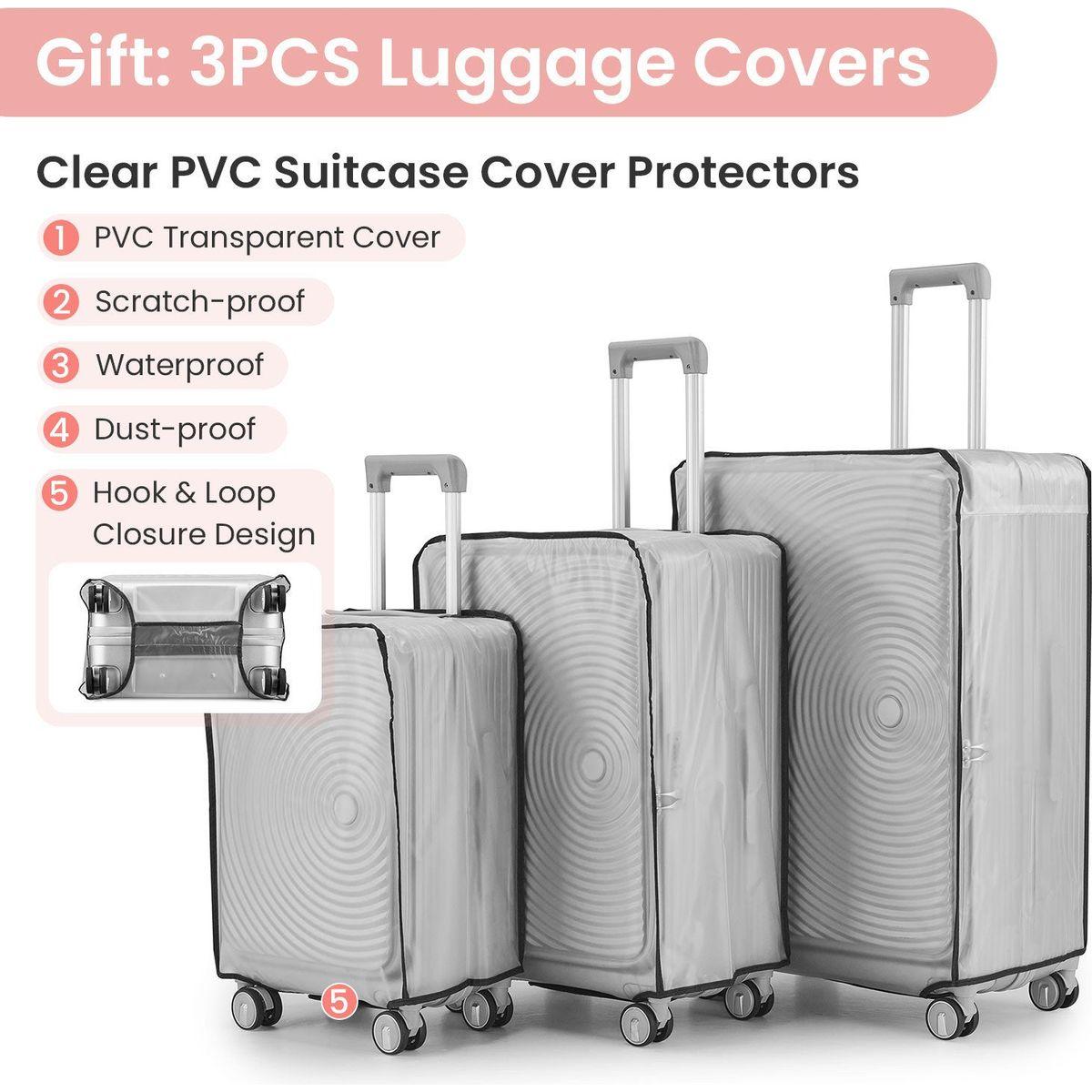 Luggage Sets 3 Piece(20/24/28), Expandable Carry On Luggage with TSA Lock Airline Approved, 100% PC Hard Shell and Lightweight Suitcase with Front Pocket and Spinner Wheels