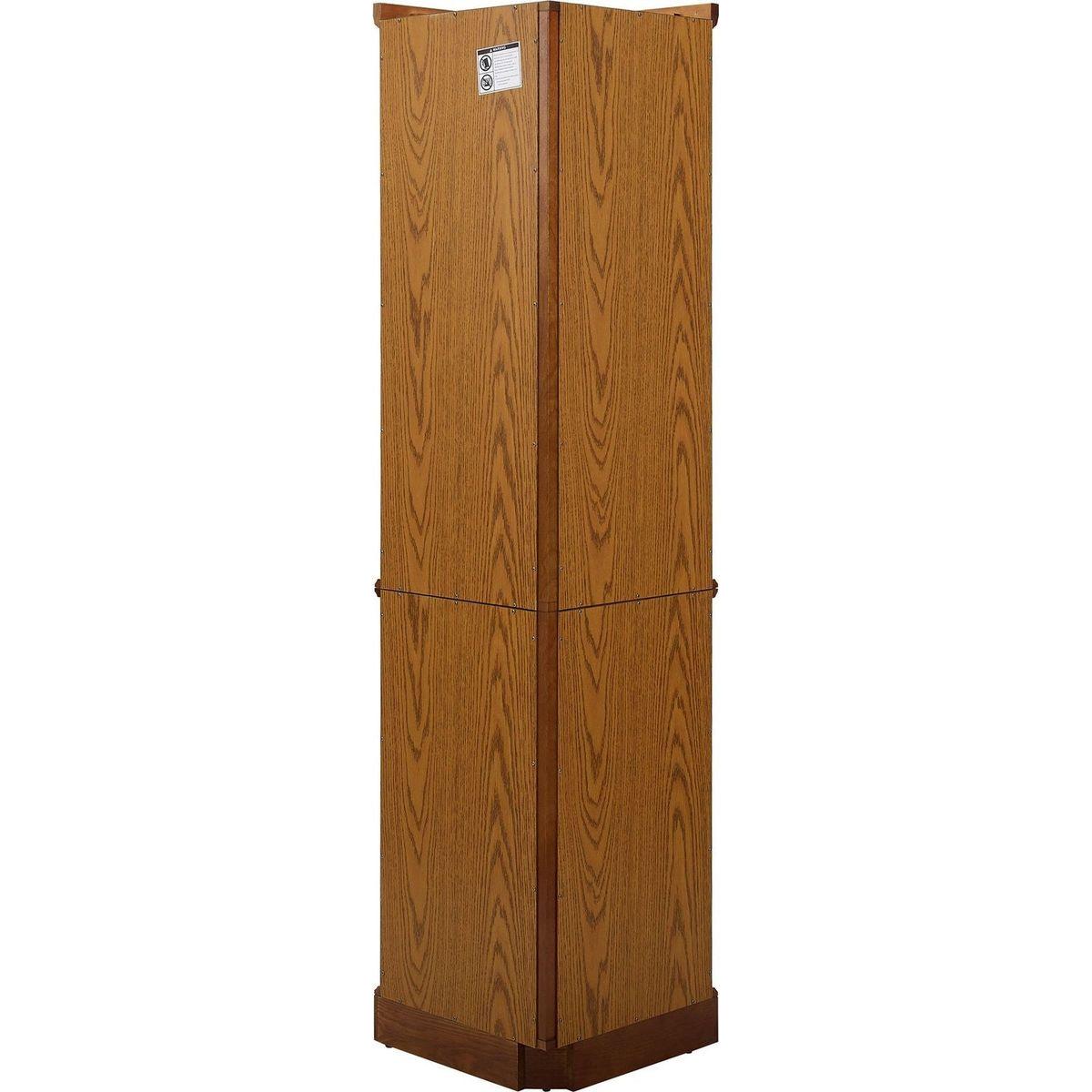 6 Shelf Lighted Corner Curio Cabinet with Adjustable Tempered Glass Shelves and Mirror Back, Oak