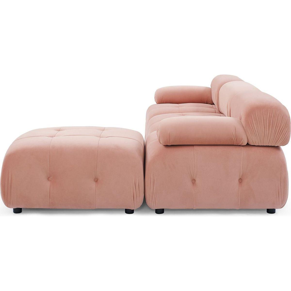 Modular Sectional Sofa, Button Tufted Designed and DIY Combination,L Shaped Couch with Reversible Ottoman, Pink Velvet