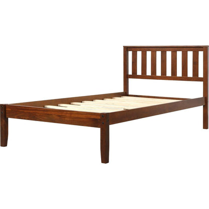 Wood Platform Bed with Headboard/Wood Slat Support Twin (Walnut)