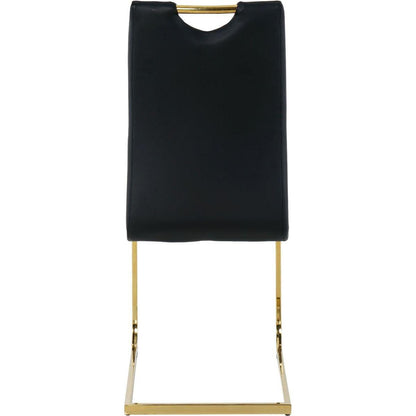 Modern Dining Chairs with Faux Leather Padded Seat Dining Living Room Chairs Upholstered Chair with gold Metal Legs Design for Kitchen, Living, Bedroom, Dining Room Side Chairs Set of 2