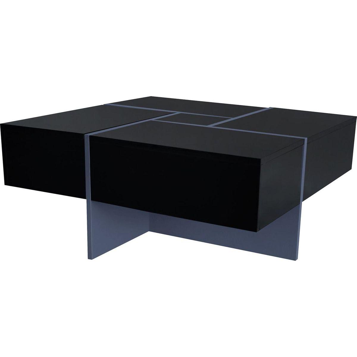 Unique Design Coffee Table with 4 Hidden Storage Compartments, Square Cocktail Table with Extendable Sliding Tabletop, UV High-gloss Design Center Table for Living Room, 31.5"x 31.5"