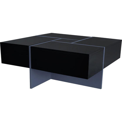 Unique Design Coffee Table with 4 Hidden Storage Compartments, Square Cocktail Table with Extendable Sliding Tabletop, UV High-gloss Design Center Table for Living Room, 31.5"x 31.5"
