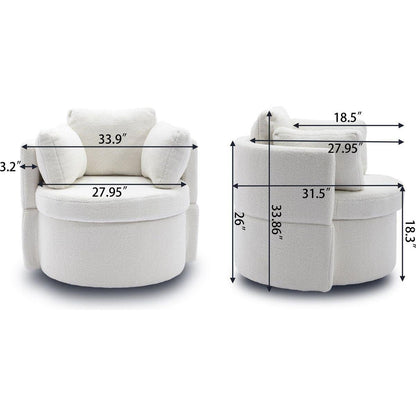 Teddy Fabric Swivel And Storage Chair With Back Cushion For Living Room,Dark Gray