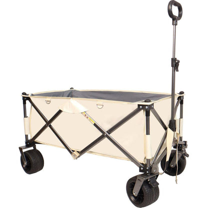 Folding Wagon, Heavy Duty Utility Beach Wagon Cart for Sand with Big Wheels, Adjustable Handle&Drink Holders for Shopping, Camping,Garden and Outdoor