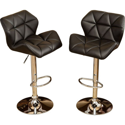 Glasgow Contemporary Tufted Adjustable Height Hidraulic Bar Stools, Set of 2, Black - Streamdale Furniture