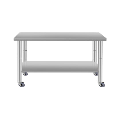48''*24'' Commercial Work Table for Restaurant and Home Stainless Steel Kitchen Prep Table with Under Shelf with wheels - Streamdale Furniture