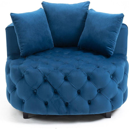 Accent Chair / Classical Barrel Chair for living room / Modern Leisure Sofa Chair (Blue)