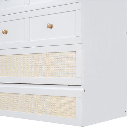 Full Size Murphy Bed with Large Drawers,White