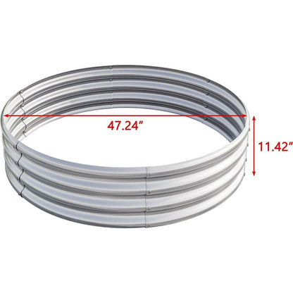 47.24x11.4" Tall Round Raised Garedn Bed,Metal Raised Beds for Vegetables, Outdoor Garden Raised Planter Box, Backyard Patio Planter Raised Beds for Flowers, Herbs, Fruits Silver